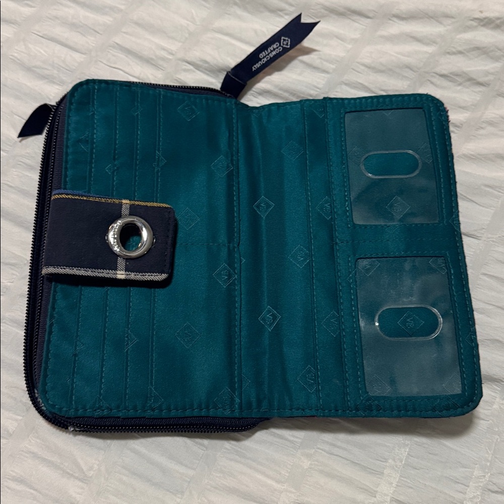 Plaid Quilted Wallet with Zip Closure - Picture 2 of 5